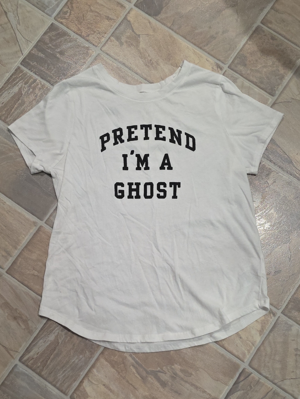 NWOT Old Navy White Short Sleeve Tee with Black 'Pretend I'm a Ghost' Print